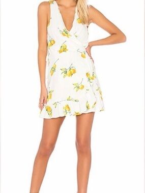 Rails White Mini Dress with Yellow Lemon Print